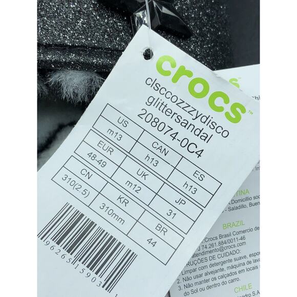 New Crocs Classic Cozzzy Disco Glitter Sandal Women's Size 14/Men’s 13 - Picture 15 of 16